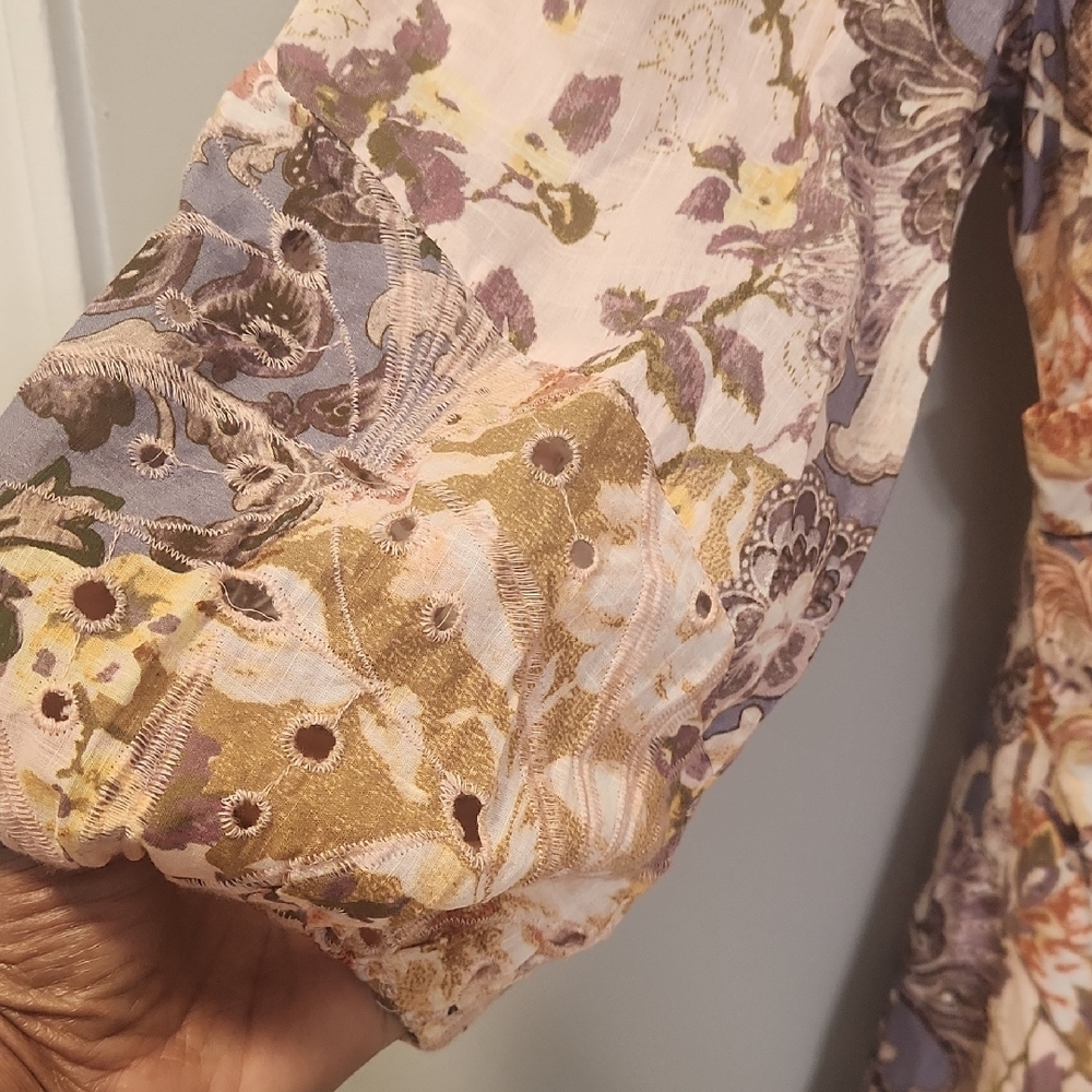 Anna Cate Marybeth Floral V‑Neck Puff Sleeve Dress‎ Size S  Feminine Romantic - Picture 5 of 10